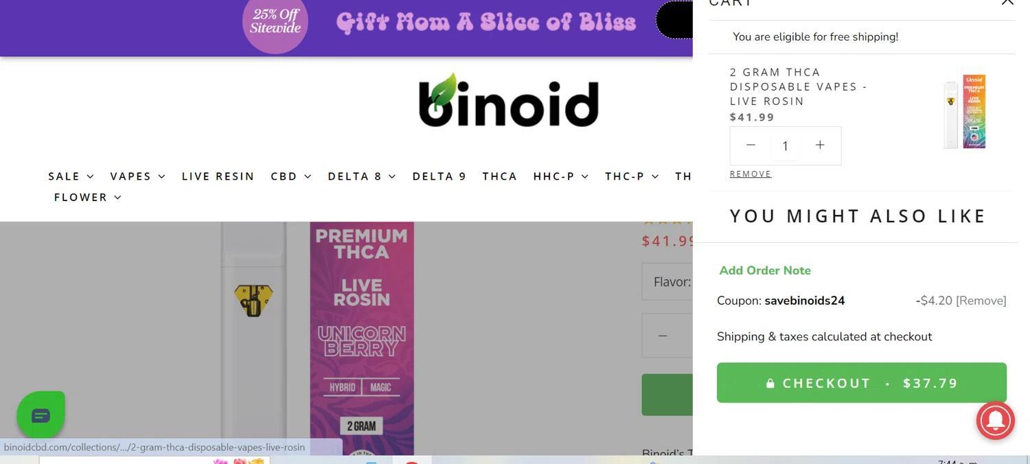 How to apply Binoid CBD coupon code